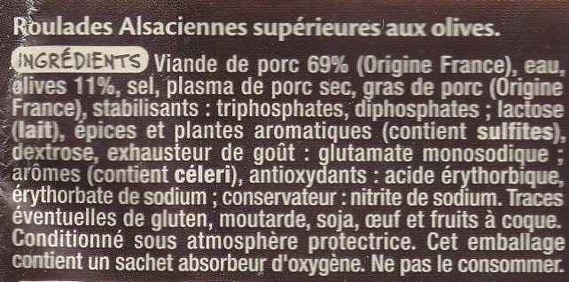 Roulades Alsaciennes aux olives - Ingrediënten - fr