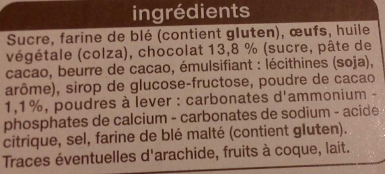 Gâteau Tout Chocolat - Ingrédients