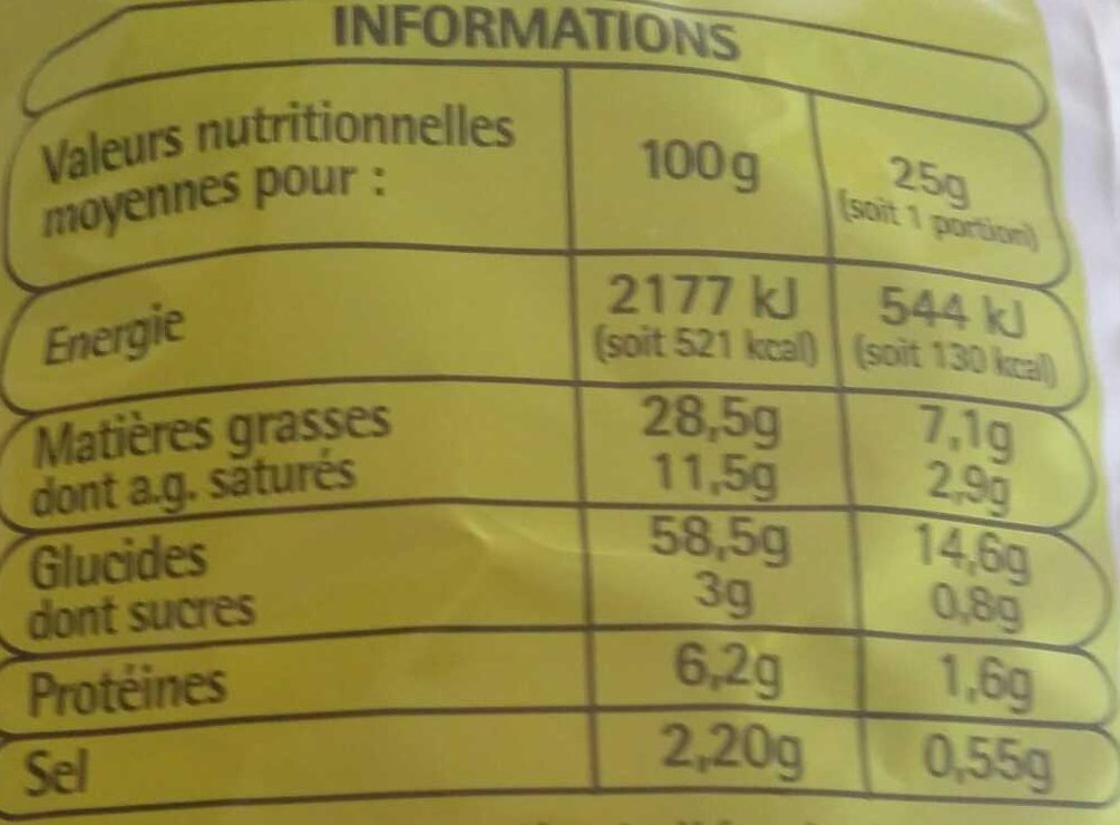 Soufflés Saveur Fromage - Nutrition facts - fr