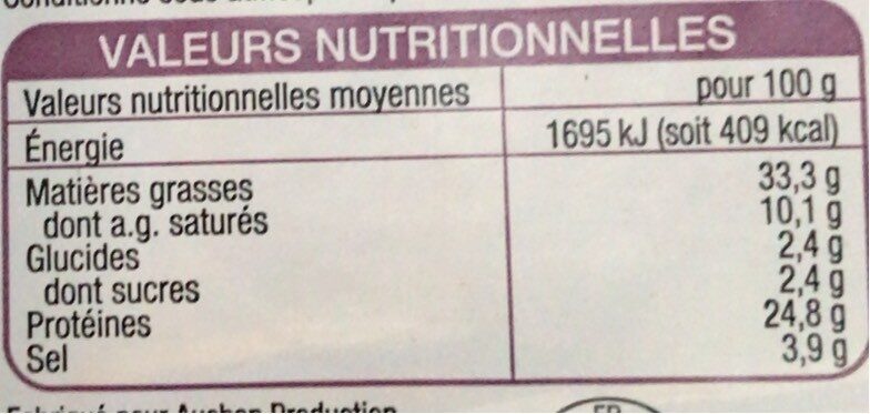 Pavé aux noisettes - Nutrition facts - fr