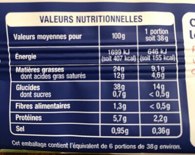 Pâte feuilletée sans additif rectangulaire et créative - Nutrition facts