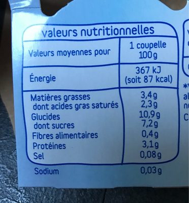 Baby - Crème dessert vanille - Nutrition facts - fr