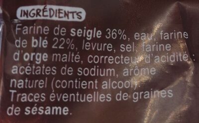 Pain De Table Seigle - Ingredientes - fr