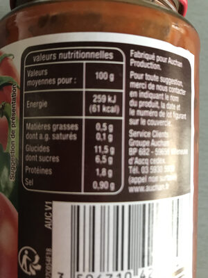 Sauce Saveur Chili - Nutrition facts - fr