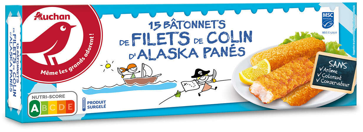 15 Bâtonnets de filets de Colin d'Alaska panésQualité sans arête* - Produit