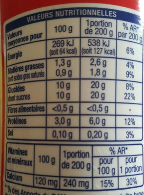 Yaourt à boire fraise - Nutrition facts - fr