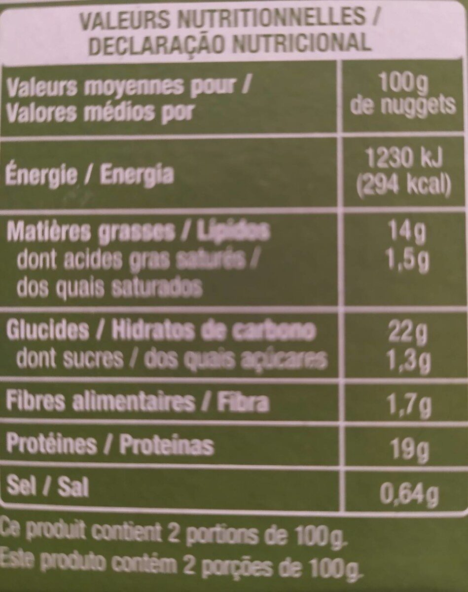 Nuggets Blé & Oignons - Información nutricional - fr