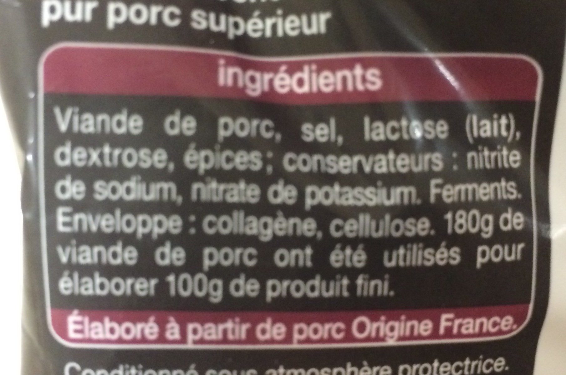 Mini bâtonnets Saucisses sèches - Ingredientes - fr