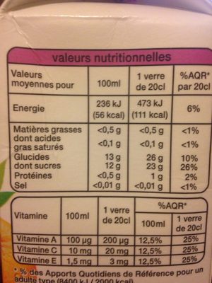 Lait multi-vitaminé - Nutrition facts - fr