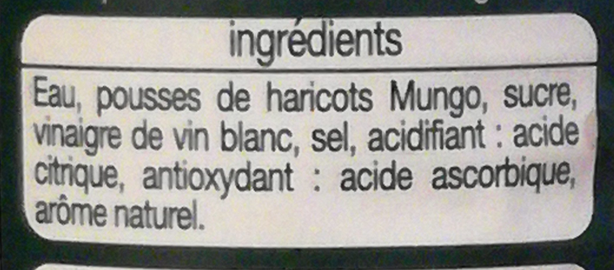 Pousses de haricots Mungo - Ingrédients