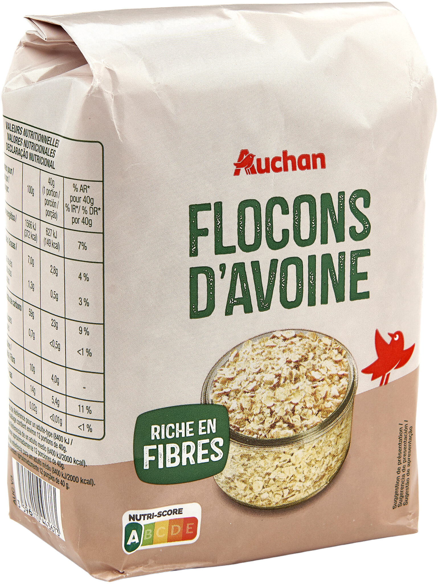 Flocons d'avoine - Auchan - 0.5 kg