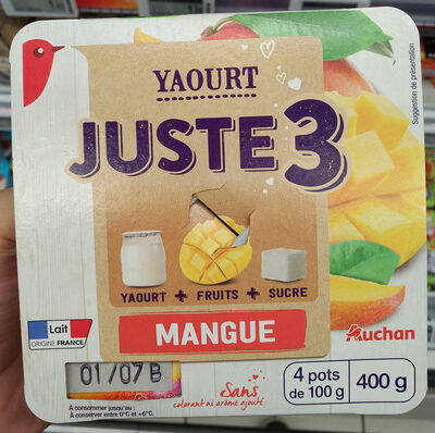 Yaourt juste 3 mangue - Product - fr