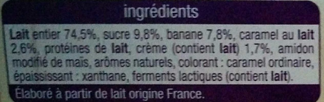 Yaourt crémeux banoffee banane caramel - Ingredients - fr
