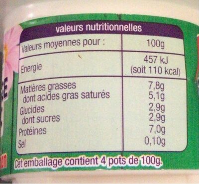 Fromage blanc 7.8% matière grasse - Nährwertangaben - fr