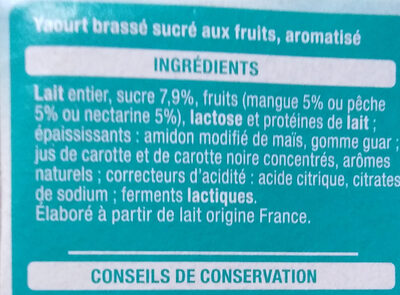 Yaourt Les mixés Fruits Jaunes - Ingrédients