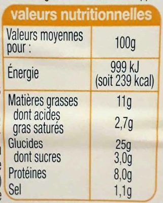 Crudités Œuf Emmental (Pain de mie Complet) - Nutrition facts - fr