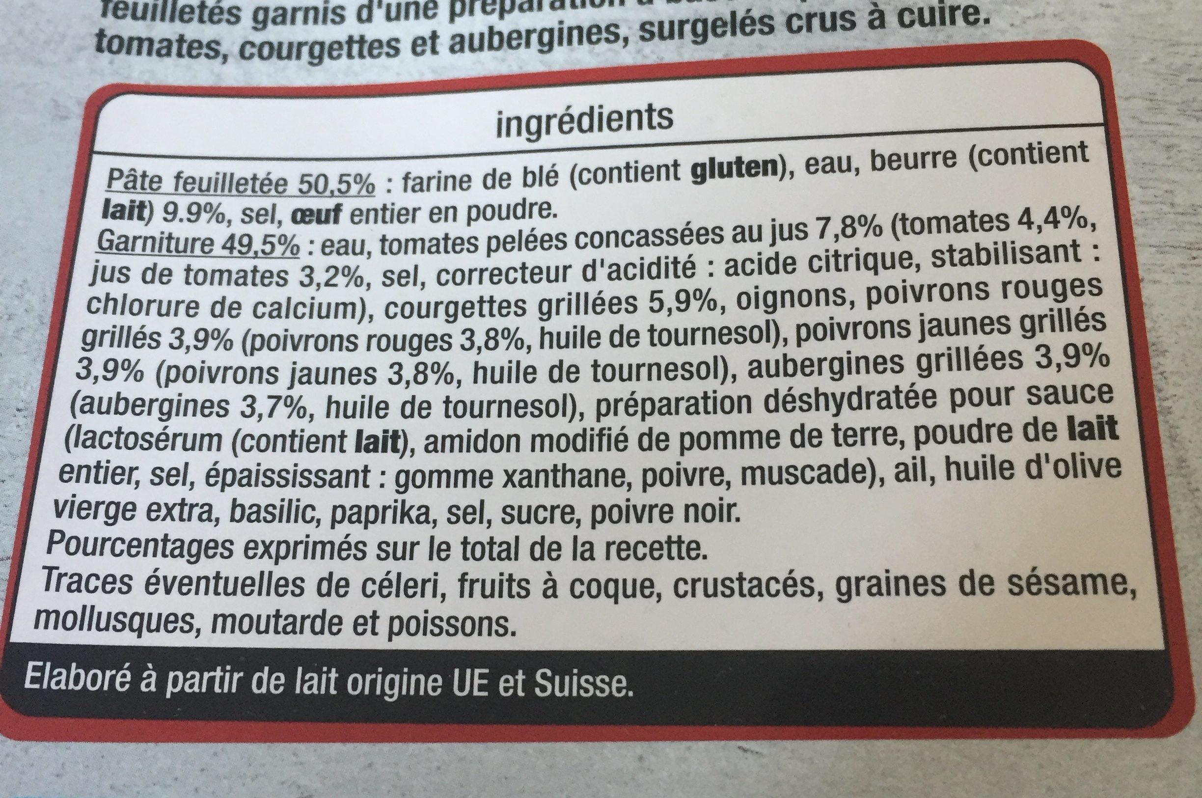 Feuilletés legumes du soleil - Ingredients - fr
