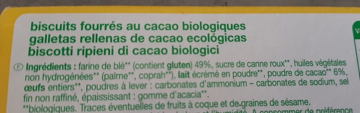 Gouters cacao bio - Ingrédients