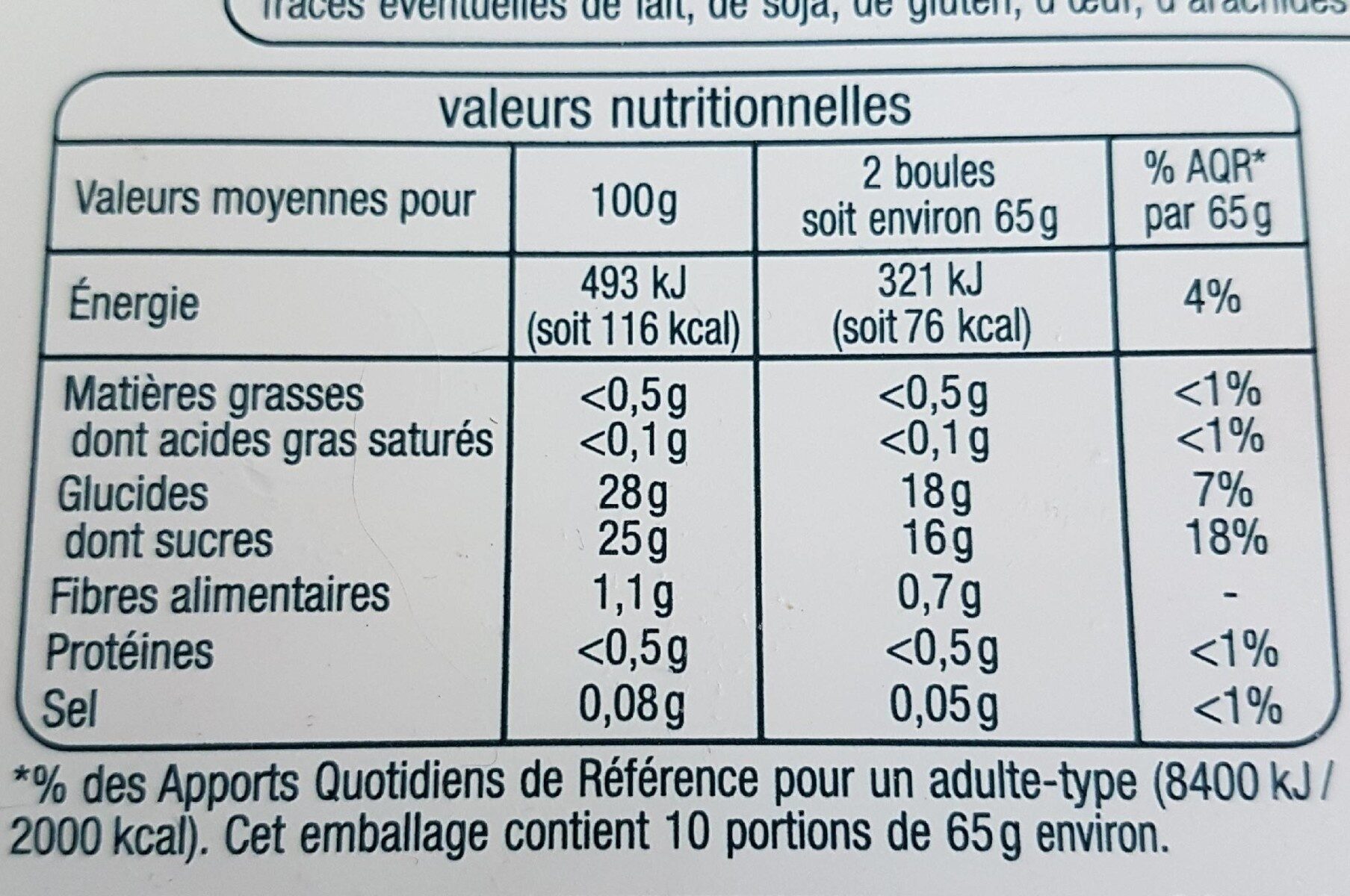 Sorbet mangue avec morceaux - Voedingswaarden - fr