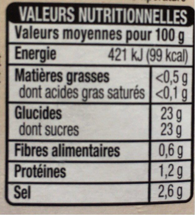Ket chup - Nutrition facts - fr
