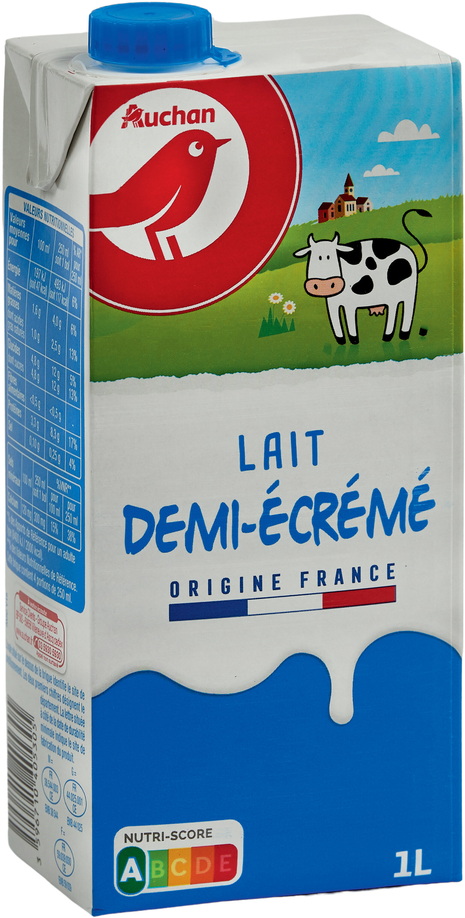 Auchan lait demi écrémé origine France - Produit