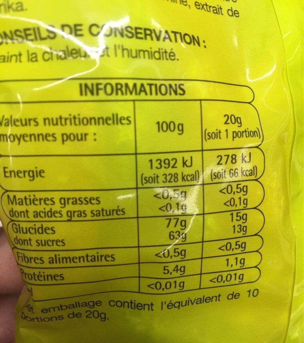 Frites citriques - Nutrition facts - fr