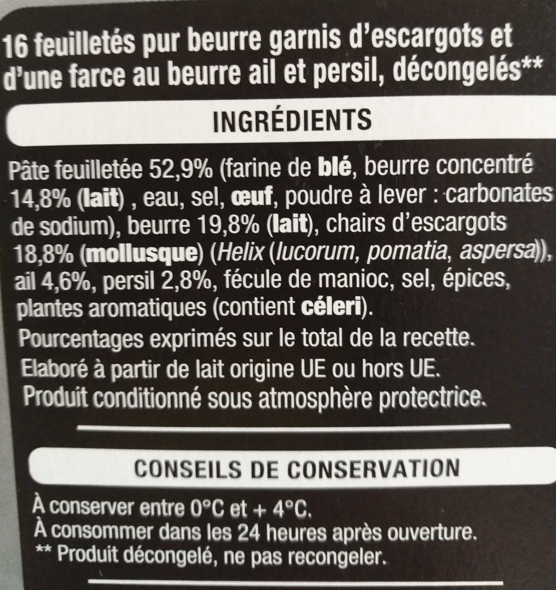 Feuilletes escargots au beurre persille - Ingredients - fr