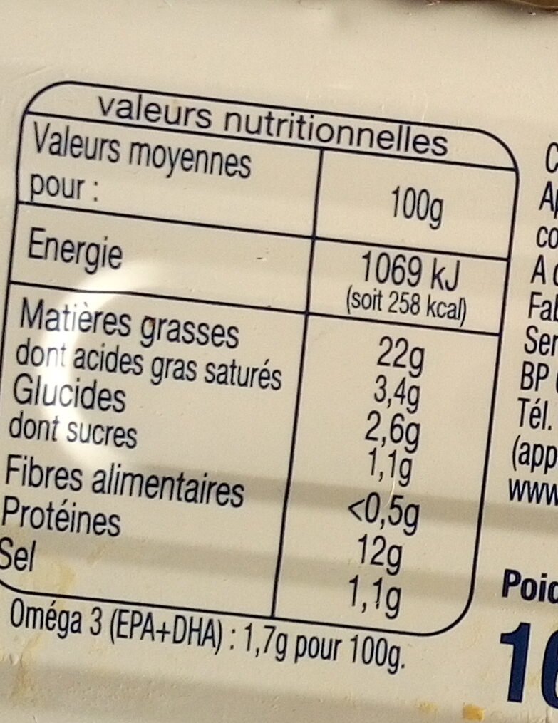 Filets de Maquereaux au citron et aux olives - Nutrition facts - fr