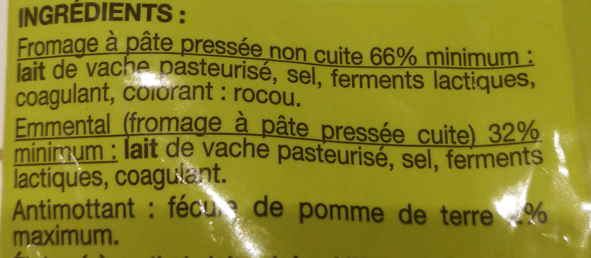 Rapé de fromages - Ingrédients