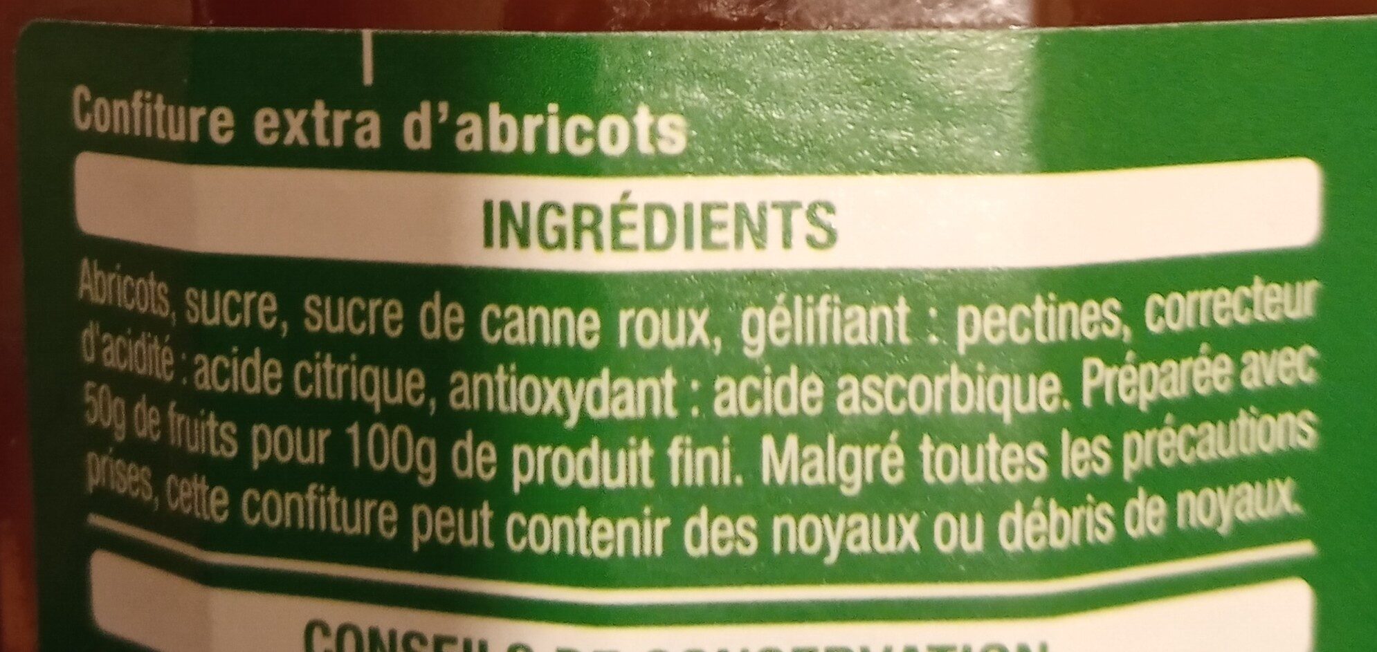 Confiture extra abricots - Ingrédients