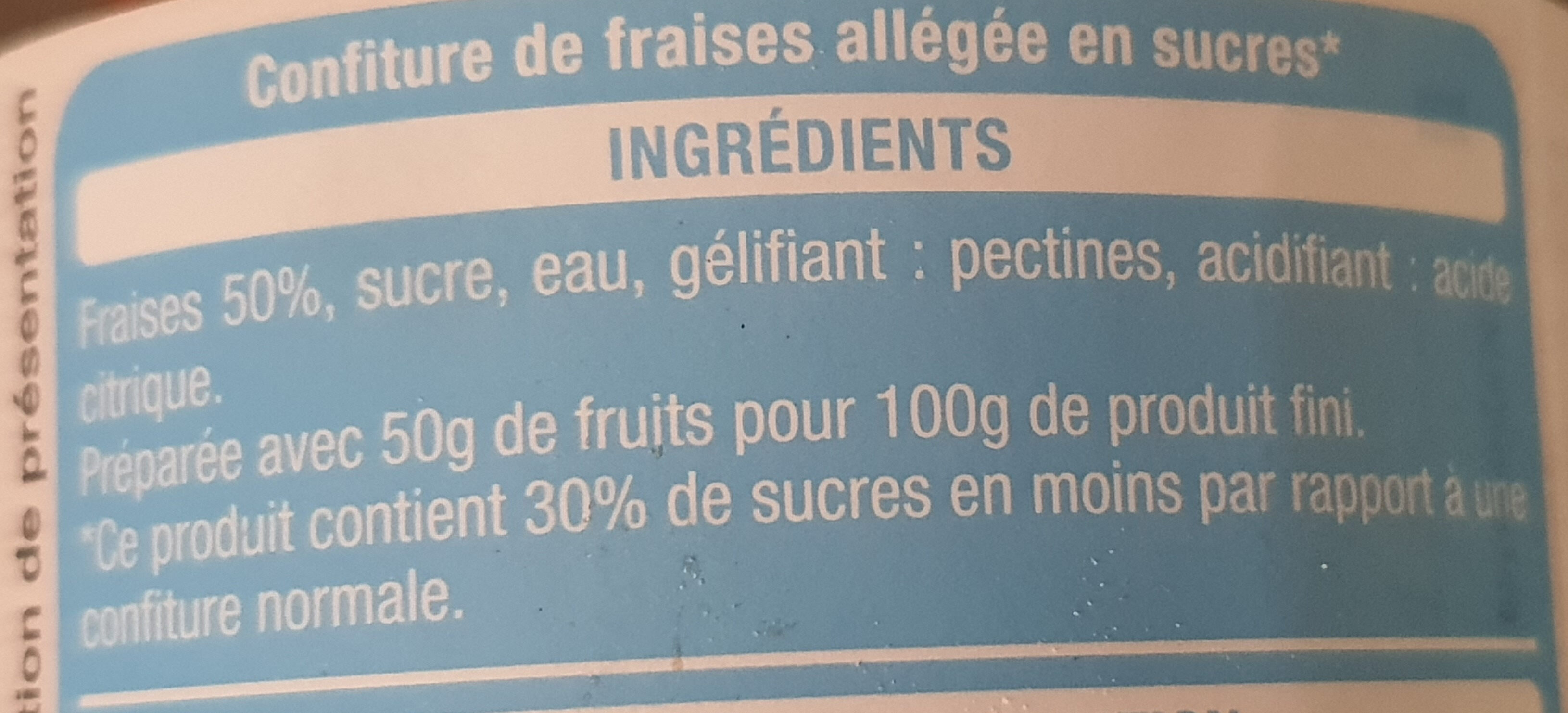 Confiture allegée fraise - Ingredientes - fr