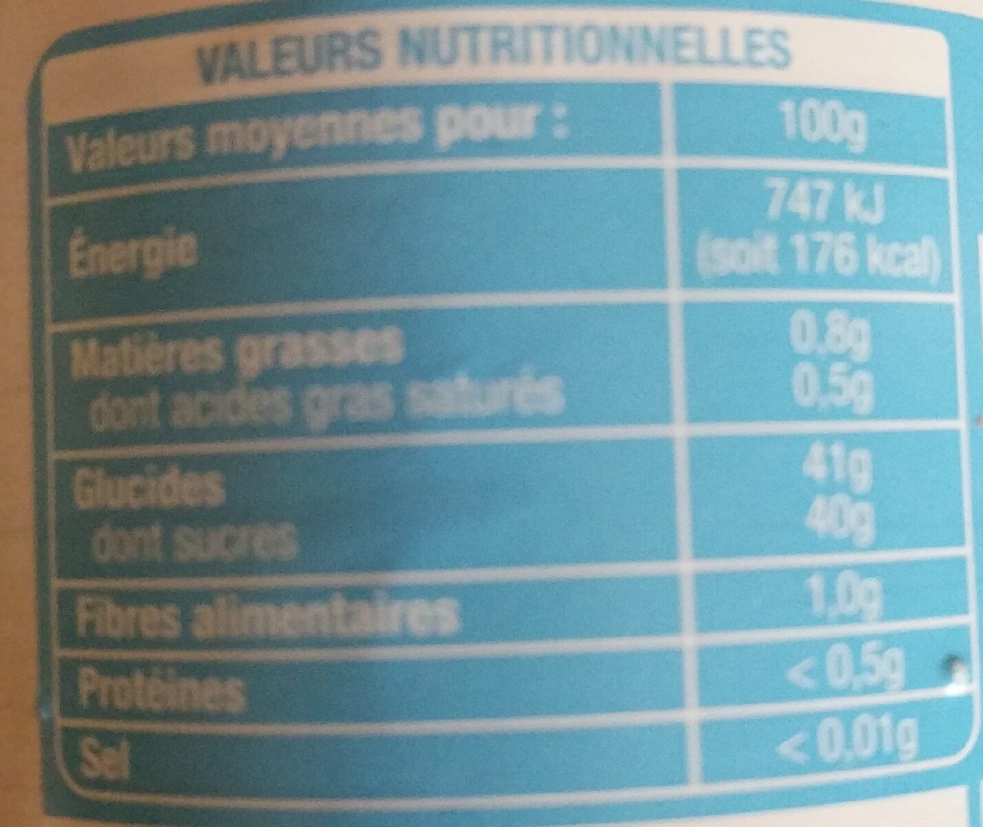 Confiture allegée fraise - Información nutricional - fr
