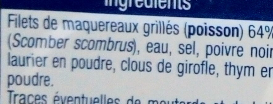 Filets de maquereaux grillés - Ingrediënten - fr