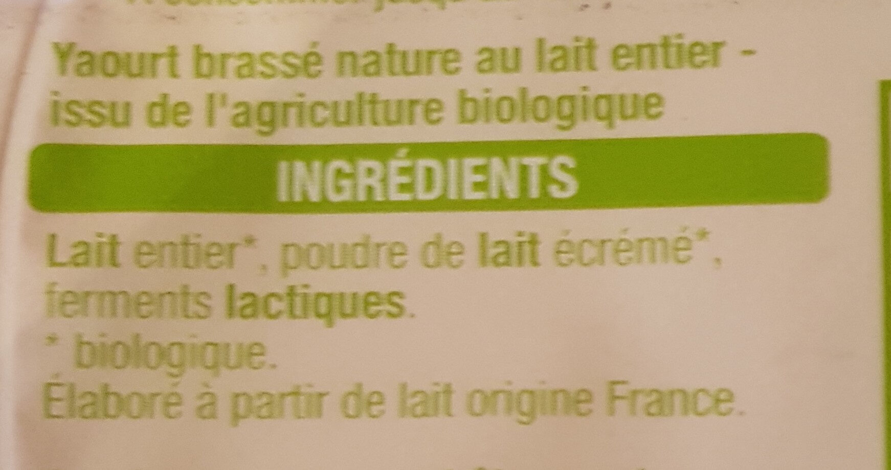 Yaourt nature brassé - المكونات - fr