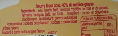 Beurre léger doux40% matière grasse - Ingrédients