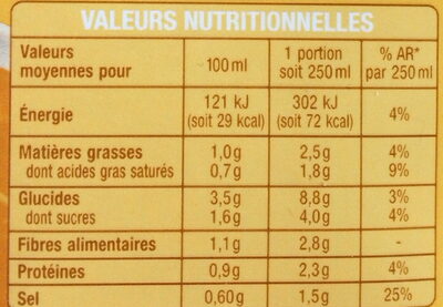 Velouté légumes vermicelles - Voedingswaarden - fr