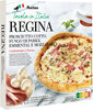 Pizza RéginaJambon cuit, Champignon de Paris, Emmental et MozzarellaLa tomate et le lait de la mozzarella proviennent d'Italie et le blé ne provient pas d'Italie. - Produit