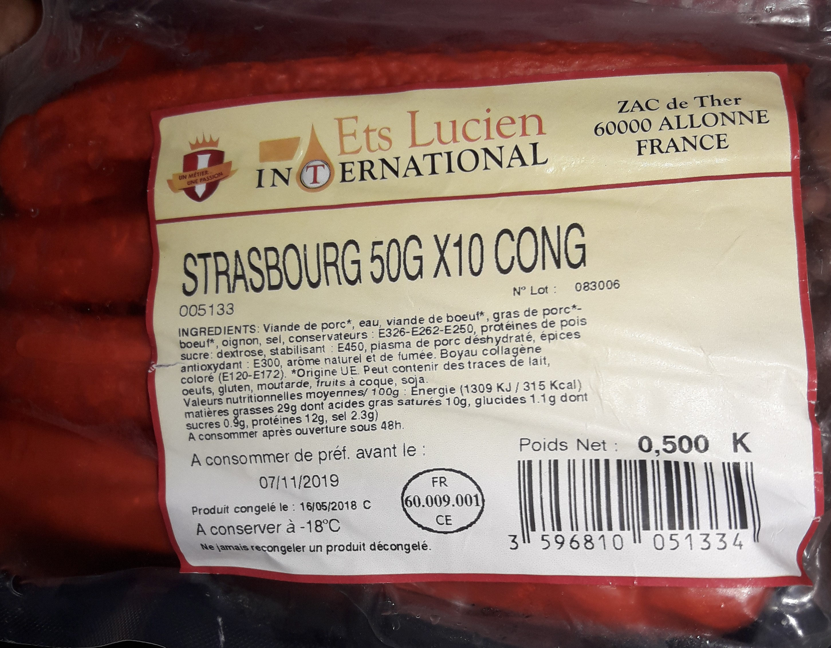 Strasbourg 500g x 10 cong - Product - fr