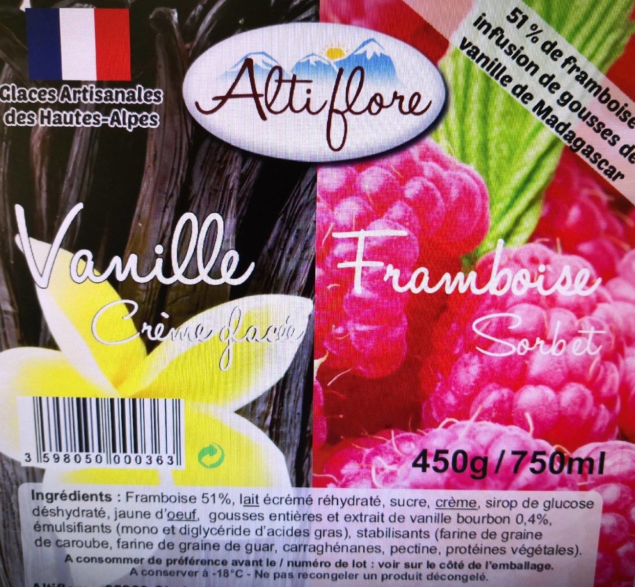 Crème glacée vanille framboise - Product - fr