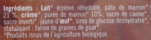 Crème glacée marron Bio - Ingrédients
