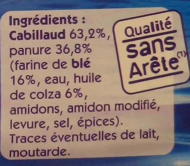 4 Tranches Panées de Cabillaud - Ingredients - fr