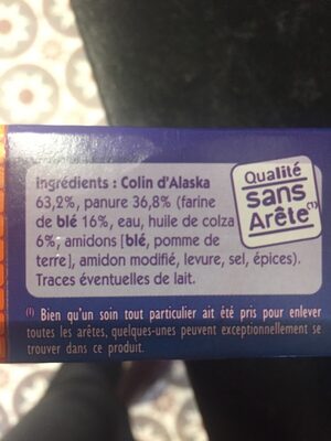 Tranches Panées de Colin d'Alaska - Ingredients - fr