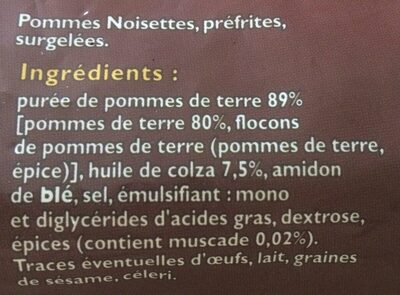 Pommes noisettes - Ingrédients
