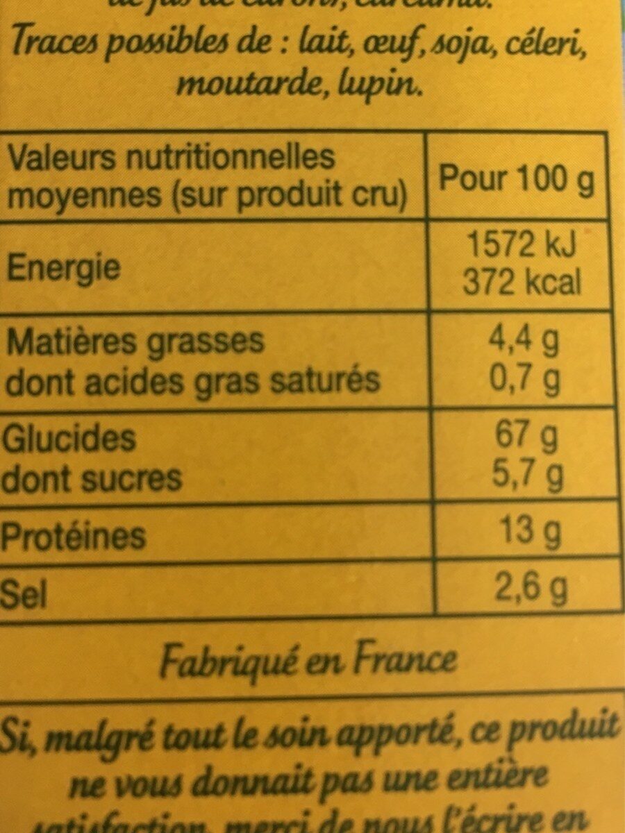 Préparation Taboulé menthe citron - Valori nutrizionali - fr