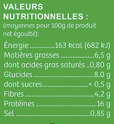 Emincé Végétal Bio - Nutrition facts - fr
