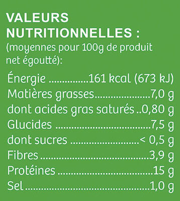Médaillon Végétal Bio - Nutrition facts - fr