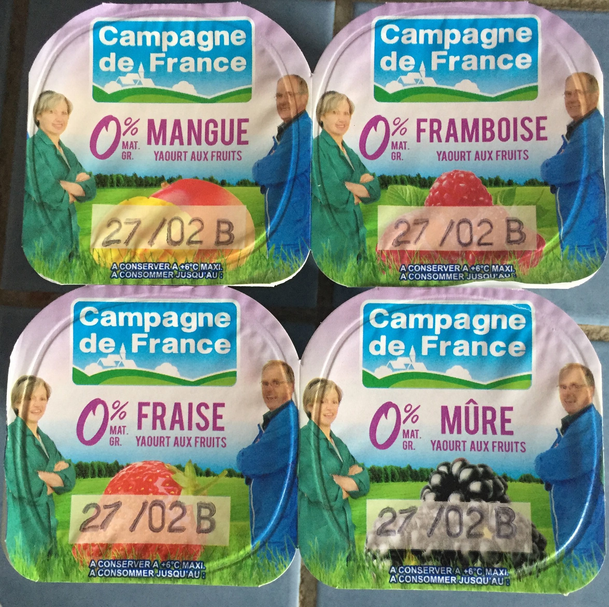 Yaourts aux fruits 0% (Mangue, Framboise, Mûre, Fraise) - Producto - fr