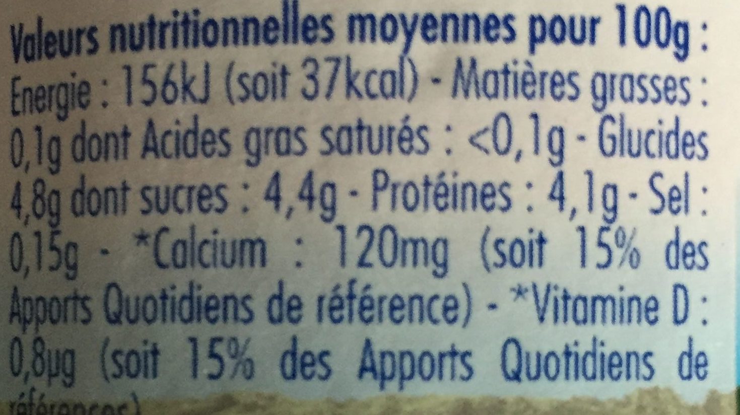Yaourts aux fruits 0% (Mangue, Framboise, Mûre, Fraise) - Información nutricional - fr