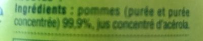 Liste des ingrédients du produit Compote pommes sans sucres Andros 