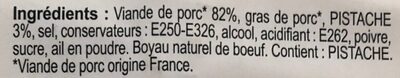Saucisson à cuire pistaché 3% - Ingrédients